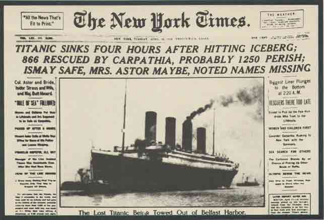 New york times lehti titanic